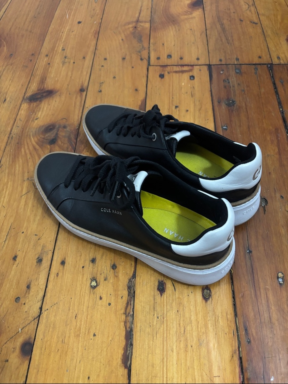 Cole Haan Black & White Leather Low-Top Sneakers